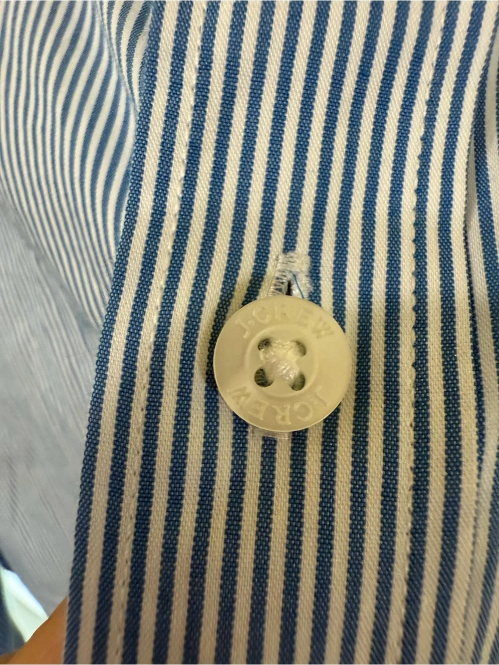 J. Crew Slim Performance Blue and White Striped Dress Shirt